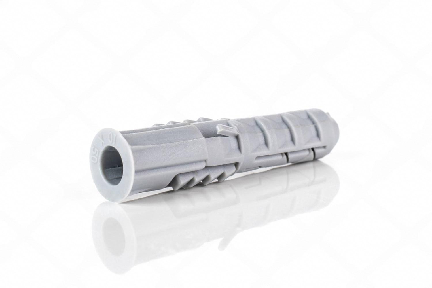 Close-up of a grey expansion anchor sleeve used to bolt a safe into concrete